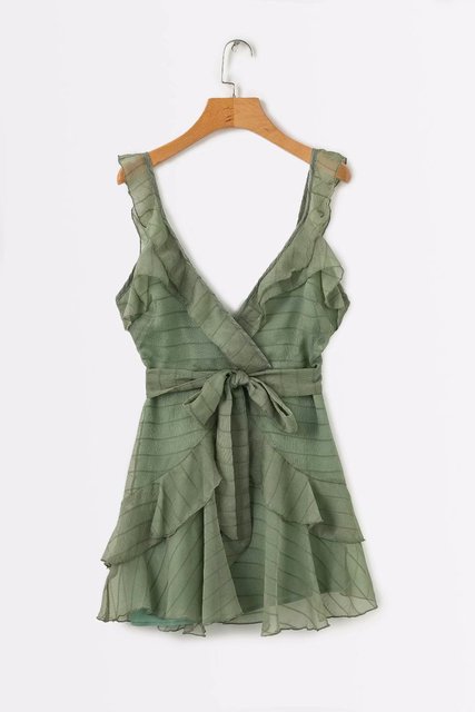 Cross-border European and American women's ruffled waist tied tie skirt Amazon AliExpress Ebay harness dress