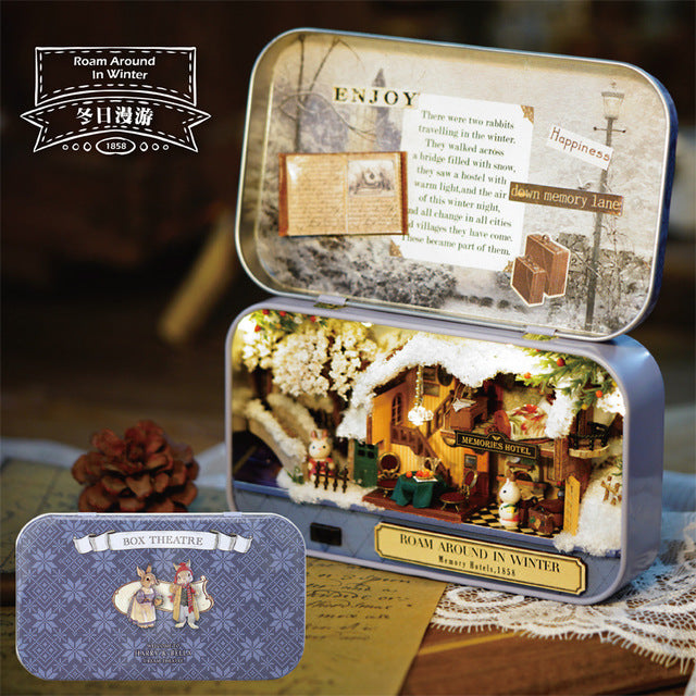 Zhiqu House diy cabin ice romance box theater hand-assembled house model toy one generation