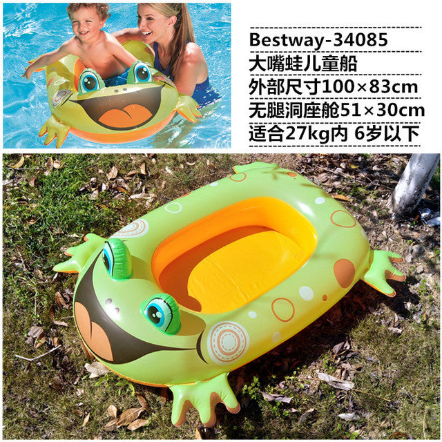 Children's inflatable boat with handle water floating seat type swimming ring cartoon seat ring awning sunscreen