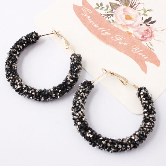 AliExpress wish fashion simple personality retro exaggerated earrings circle handmade beaded crystal earrings earrings female