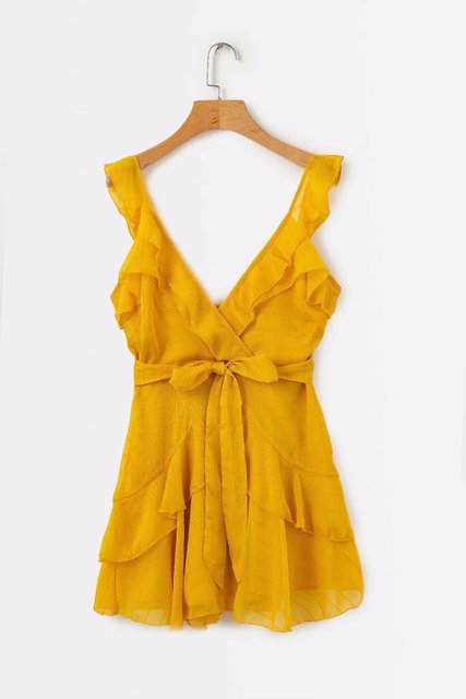 Cross-border European and American women's ruffled waist tied tie skirt Amazon AliExpress Ebay harness dress