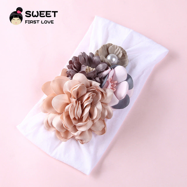 Copy of United States explosion models super soft nylon headdress silk stitching flower baby hair accessories cute princess hair band