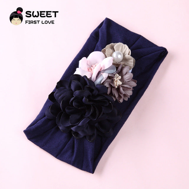 2019 Europe and the United States explosion models super soft nylon headdress silk stitching flower baby hair accessories cute princess hair band