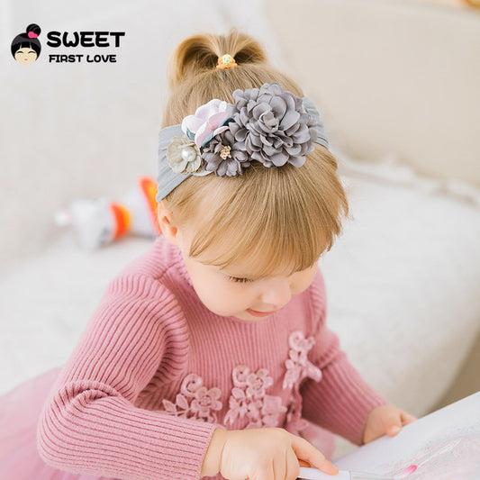2019 Europe and the United States explosion models super soft nylon headdress silk stitching flower baby hair accessories cute princess hair band