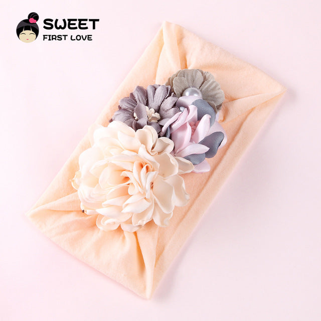 Copy of United States explosion models super soft nylon headdress silk stitching flower baby hair accessories cute princess hair band