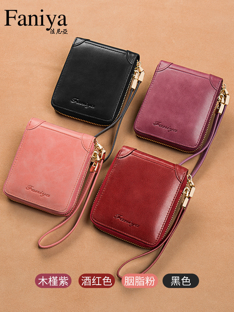 女士钱包短款真皮2019新款拉链零钱包小卡包一体包女式皮夹子钱夹