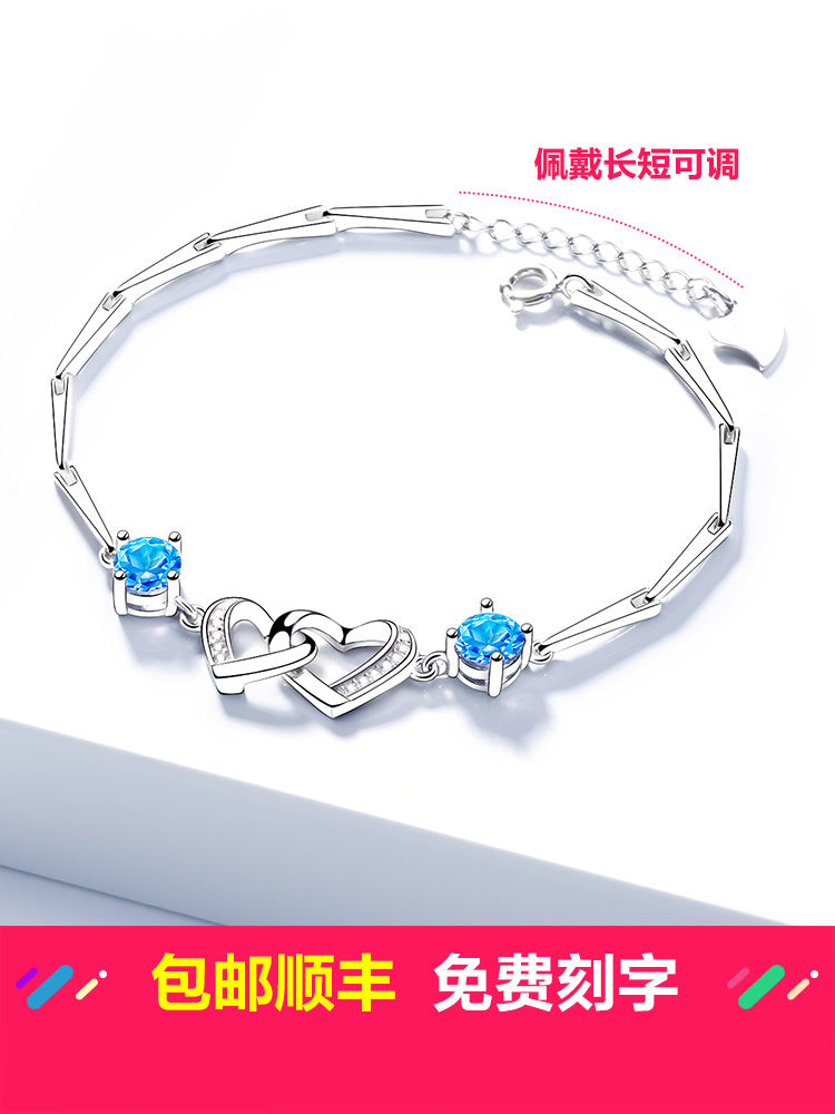 天然紫水晶纯银首饰品套装女项链耳环三件套520情人节礼物送女友