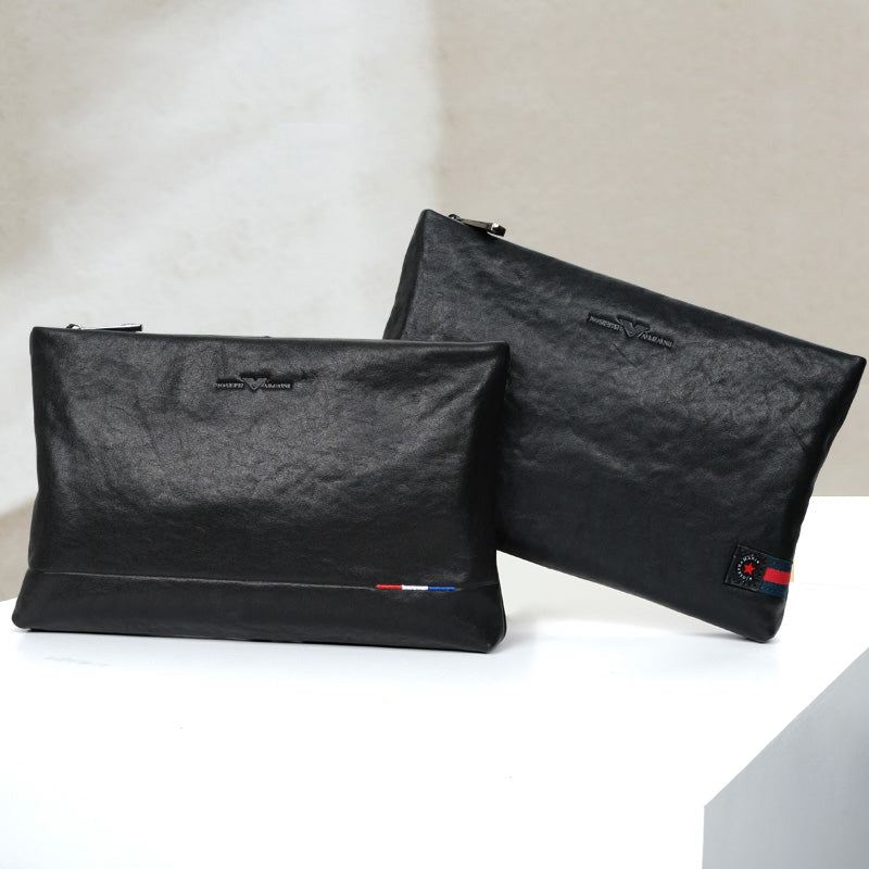 卓梵 阿玛尼男士手包正品手机包男包大容量信封包手拿包真皮牛皮