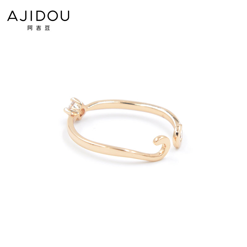 阿吉豆镶钻紧箍咒开口戒指 时尚甜美指环可微调开口戒指流行饰品