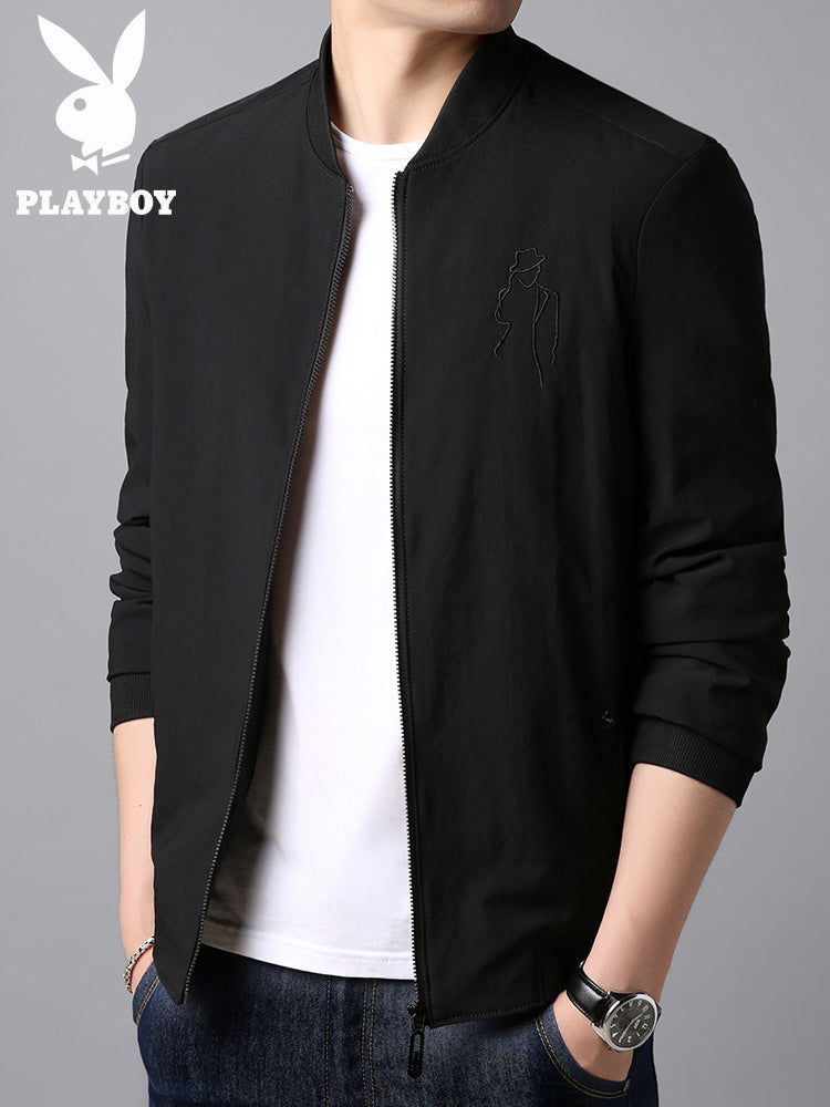 花花公子春季新款夹克外套男春秋韩版潮流帅气休闲夹克男潮褂子薄
