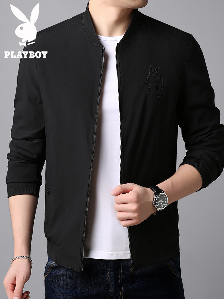 花花公子春季新款夹克外套男春秋韩版潮流帅气休闲夹克男潮褂子薄