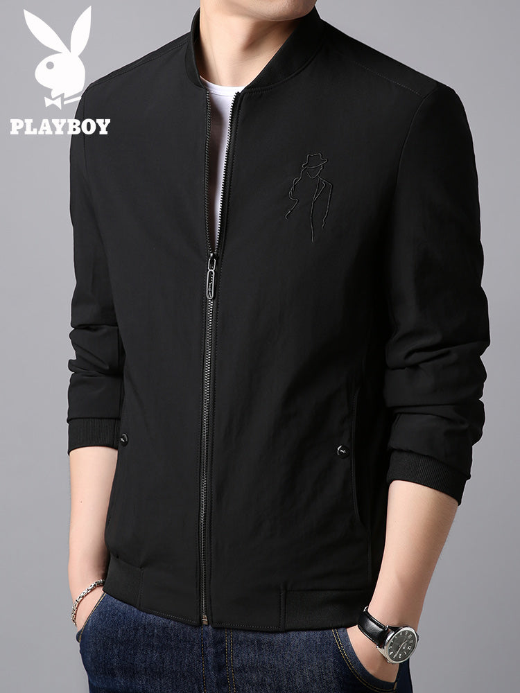 花花公子春季新款夹克外套男春秋韩版潮流帅气休闲夹克男潮褂子薄