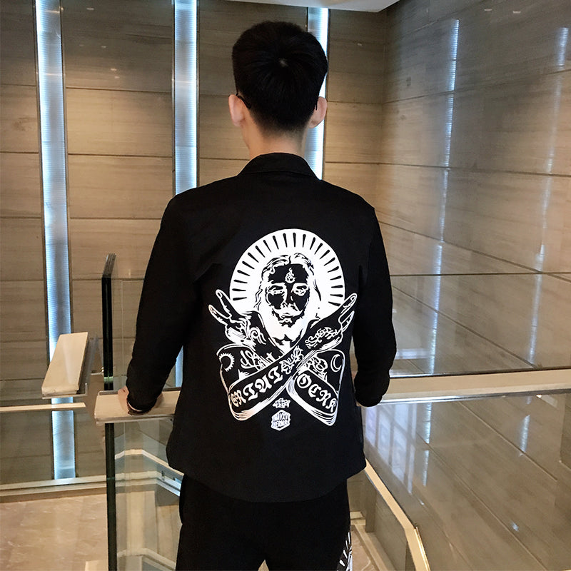 夏季薄外套男抖音快手红人网红同款社会人精神小伙法老修身防晒服