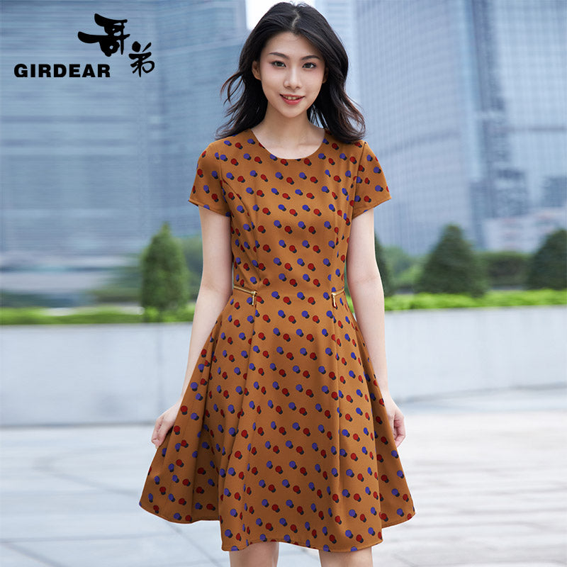 哥弟女装2019春夏季新款通勤气质显瘦收腰A字裙子连衣裙女8500057