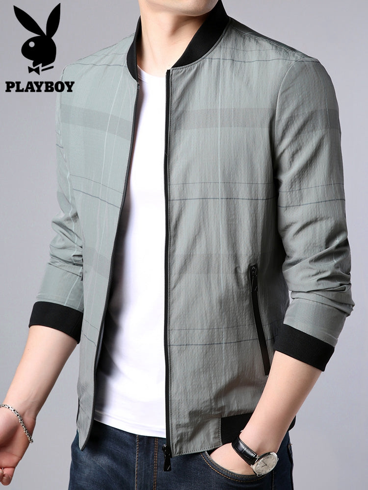 花花公子夹克男2019春秋款新款修身棒球服韩版春装男士休闲外套潮