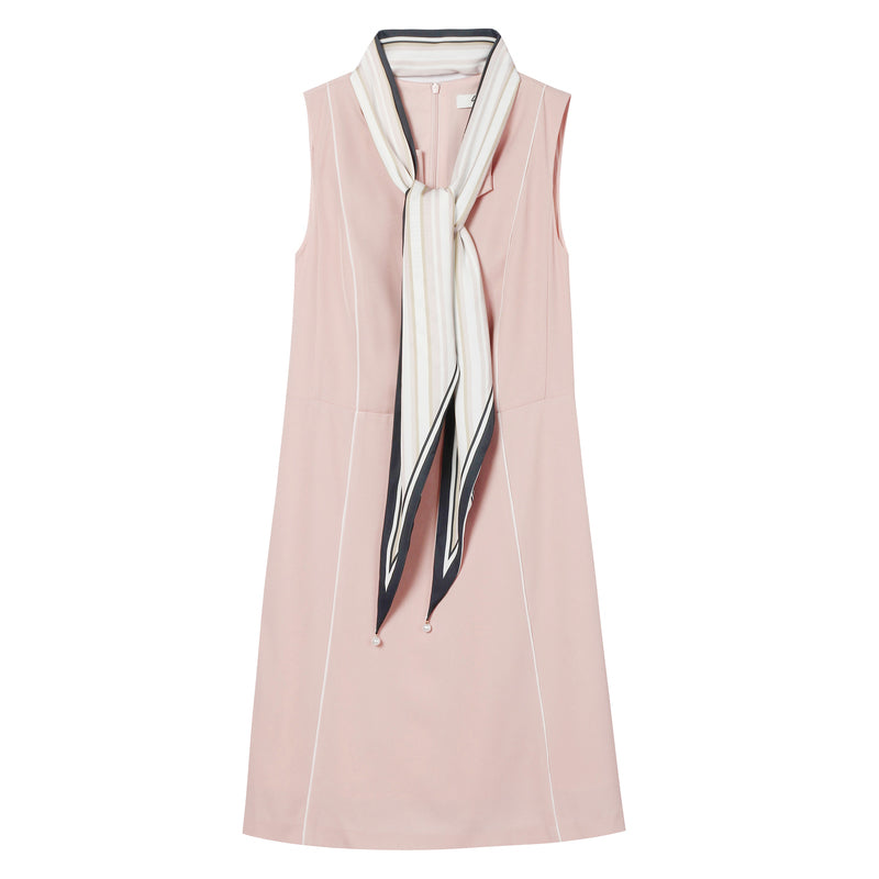 预售Lily2019夏新款女装时尚气质粉色收腰无袖修身通勤连衣裙7952