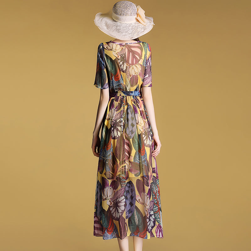 Dan Munier chiffon print long holiday dress female 2019 summer new slim long skirt