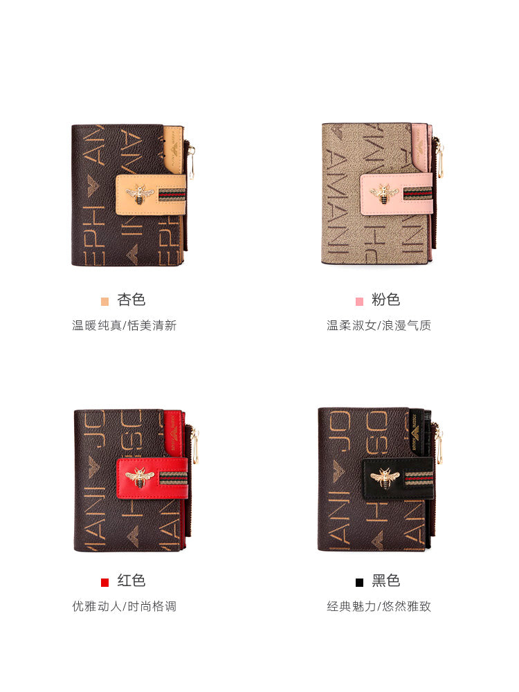 卓梵阿玛尼钱包女短款ins2019新款多功能女士简约折叠零钱卡包小