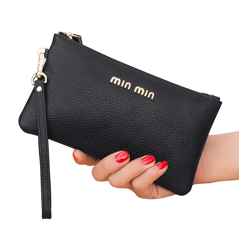 真皮手拿包女钱包长款2019新款简约时尚手包零钱包皮夹小包手抓包