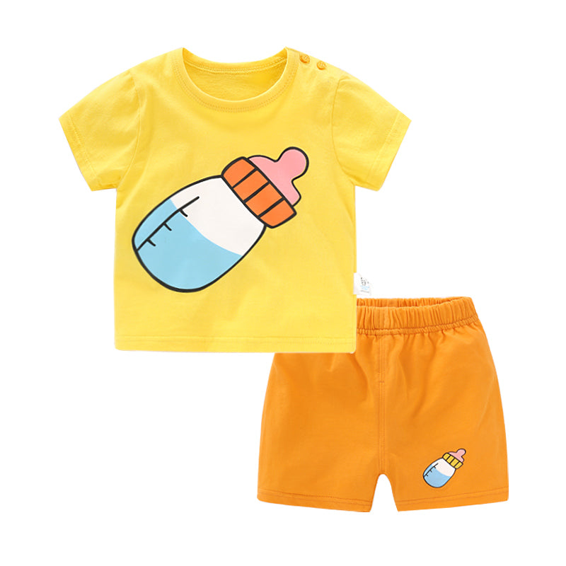 婴儿衣服纯棉短袖套装儿童夏装幼儿男童女宝宝外出服两件套Y4606