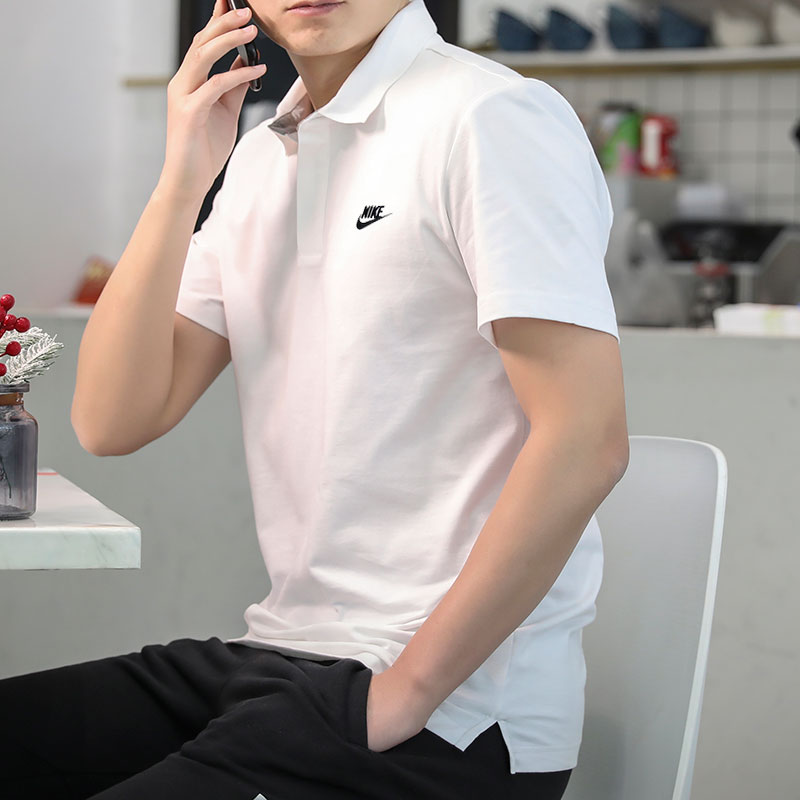 Nike耐克短袖男上衣2019夏季纯棉灰色运动半袖体恤翻领T恤POLO衫
