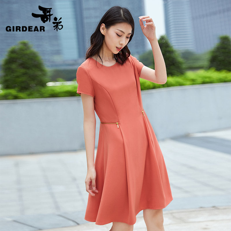 哥弟女装2019春夏季新款通勤气质显瘦收腰A字裙子连衣裙女8500057