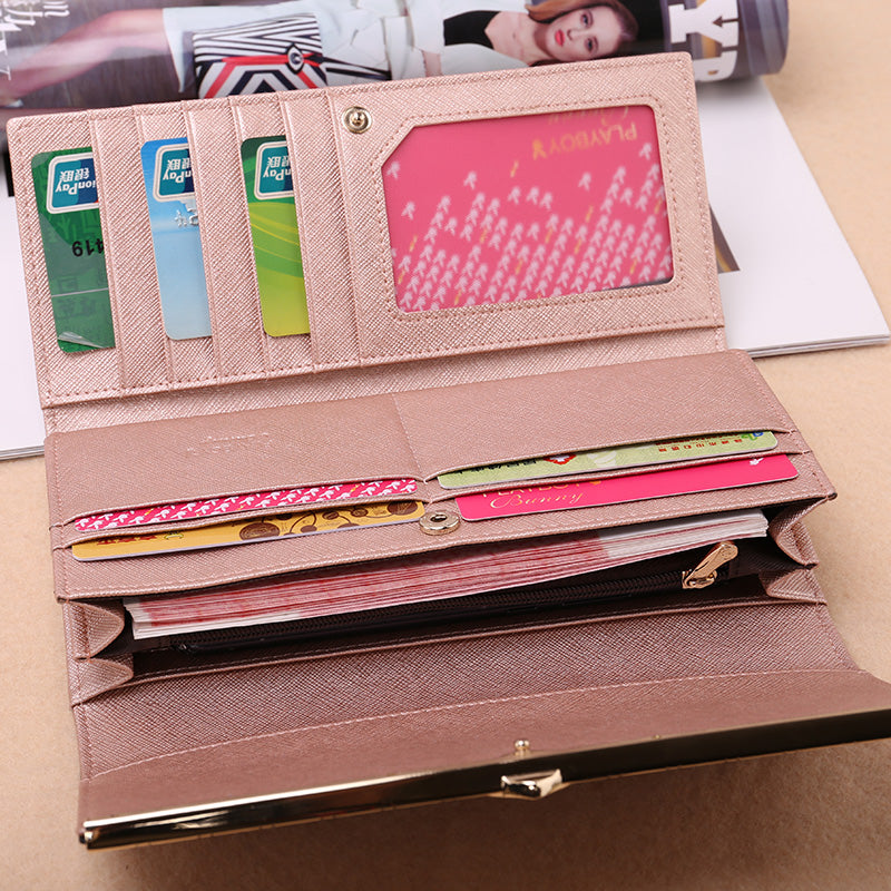 PLAYBOY/花花公子钱包女长款牛皮手包大容量手拿包女士皮夹女钱夹