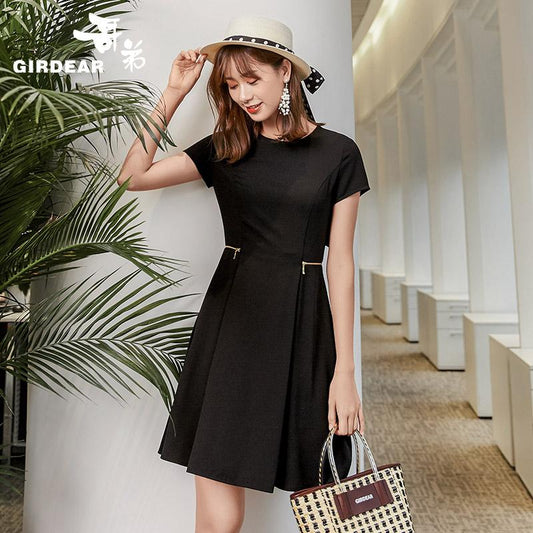 哥弟女装2019春夏季新款通勤气质显瘦收腰A字裙子连衣裙女8500057
