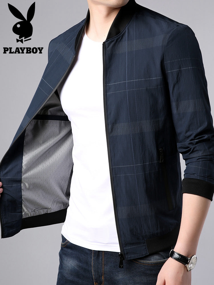 花花公子夹克男2019春秋款新款修身棒球服韩版春装男士休闲外套潮