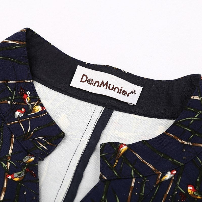 spring new seven-point sleeve floral dress