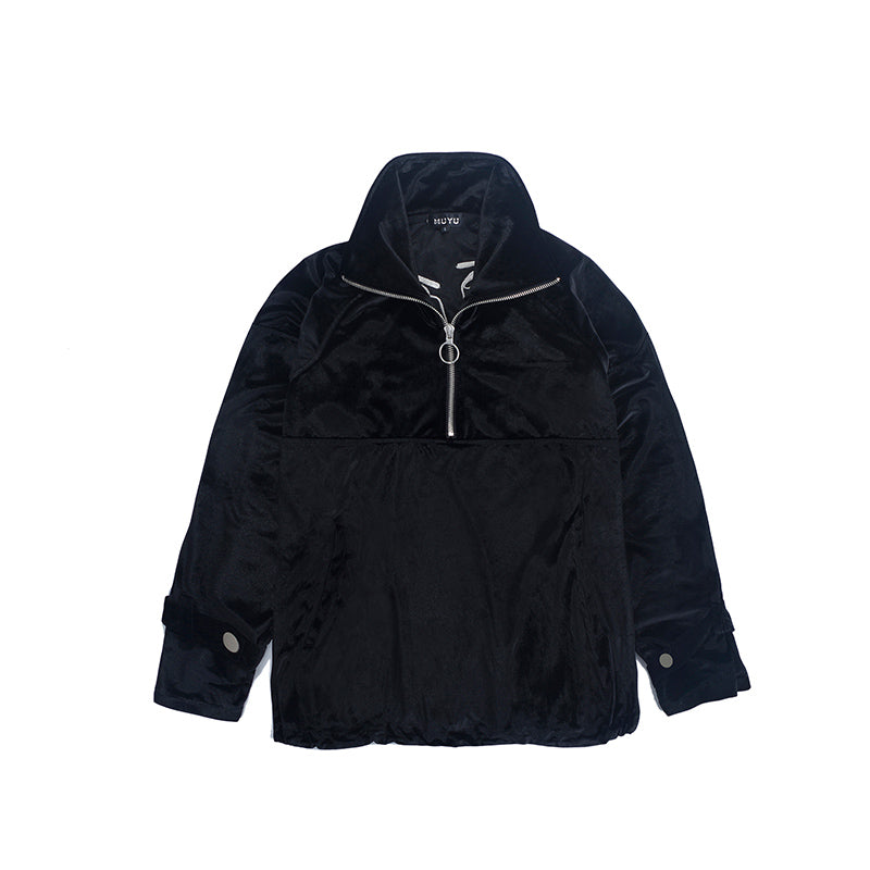 Eyt潮牌高街丝绒抽象刺绣国潮男女情侣高领ins超火同款卫衣秋MUYU