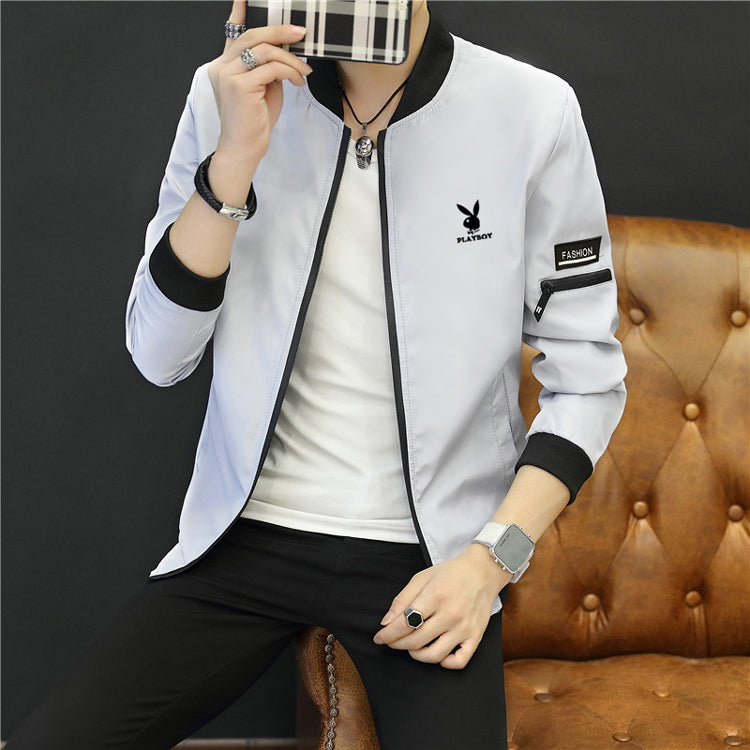花花公子贵宾夹克男春秋冬休闲夹克帅气2019新款男士外套
