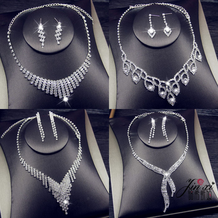 特新娘头饰套装皇冠三件套韩式婚礼结婚首饰婚纱配饰项链耳环饰品