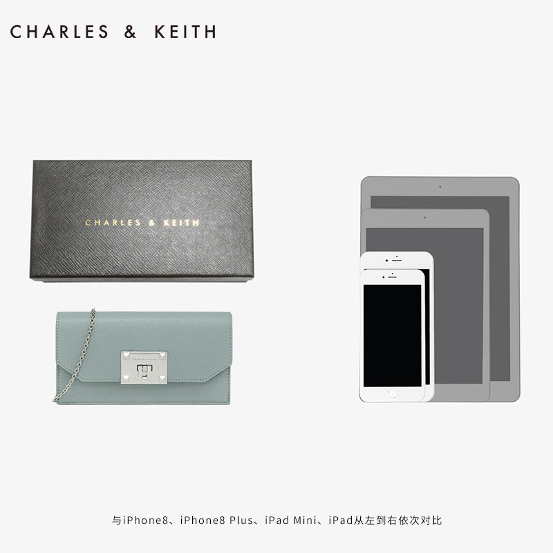 CHARLES&KEITH 长款钱包 CK6-10840133 纯色金属链条女WOC单肩包
