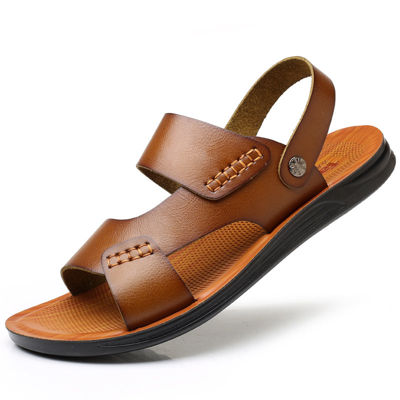 凉鞋男潮2019新款夏季沙滩软底休闲室外穿防滑皮凉拖夏天男士拖鞋