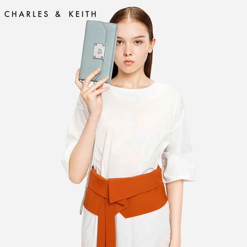 CHARLES&KEITH 长款钱包 CK6-10840133 纯色金属链条女WOC单肩包