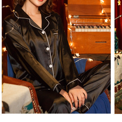 Fashion new version of the explosion of spring and summer ice silk girl long-sleeved pajamas factory direct three-piece super large size home service