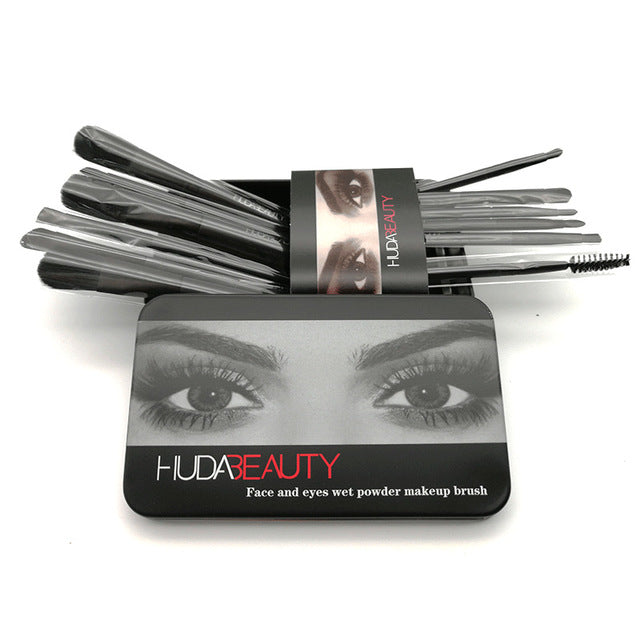Iron box portable 12 makeup brush set beginner eyeshadow brush blush brush high gloss brush beauty tools