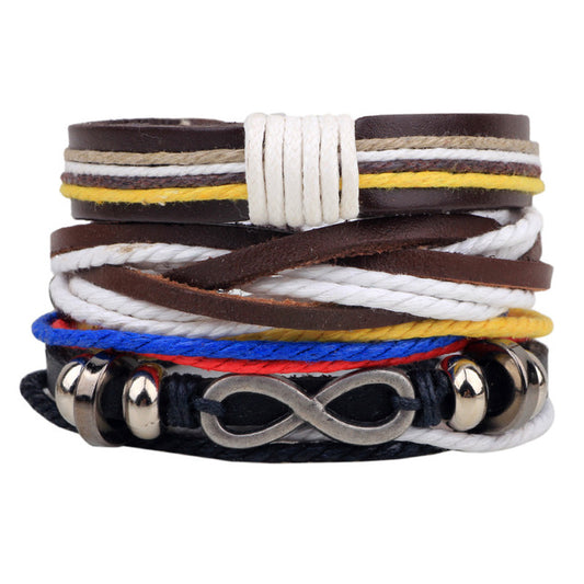 Infinity 8 words more Nepalese circle multi-piece combination jewelry colorful rope woven beaded DIY bracelet jewelry wholesale