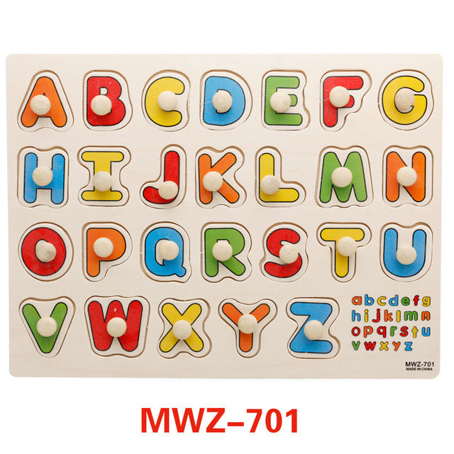 Factory direct wooden hand grab board 3D three-dimensional puzzle early education puzzle children digital shape cognitive puzzle toy