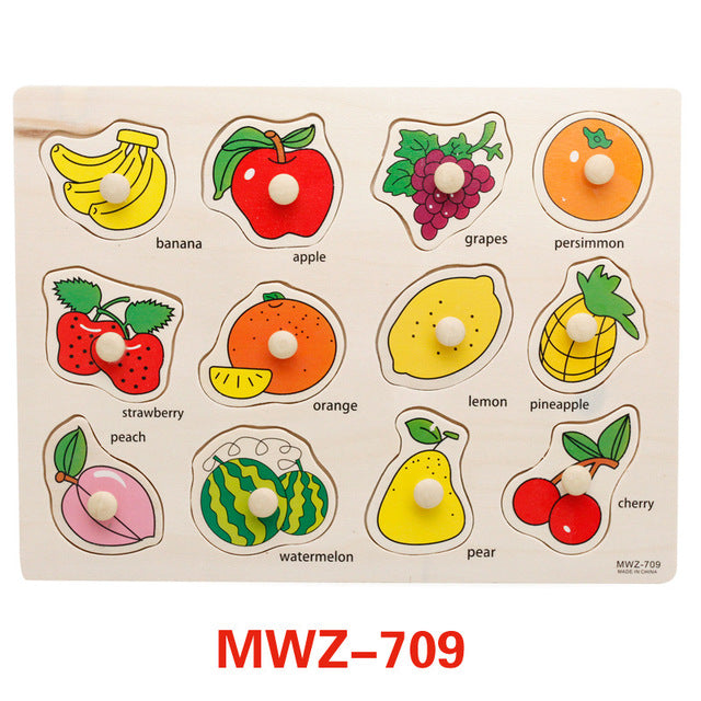 Factory direct wooden hand grab board 3D three-dimensional puzzle early education puzzle children digital shape cognitive puzzle toy