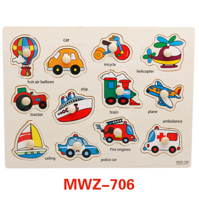 Factory direct wooden hand grab board 3D three-dimensional puzzle early education puzzle children digital shape cognitive puzzle toy