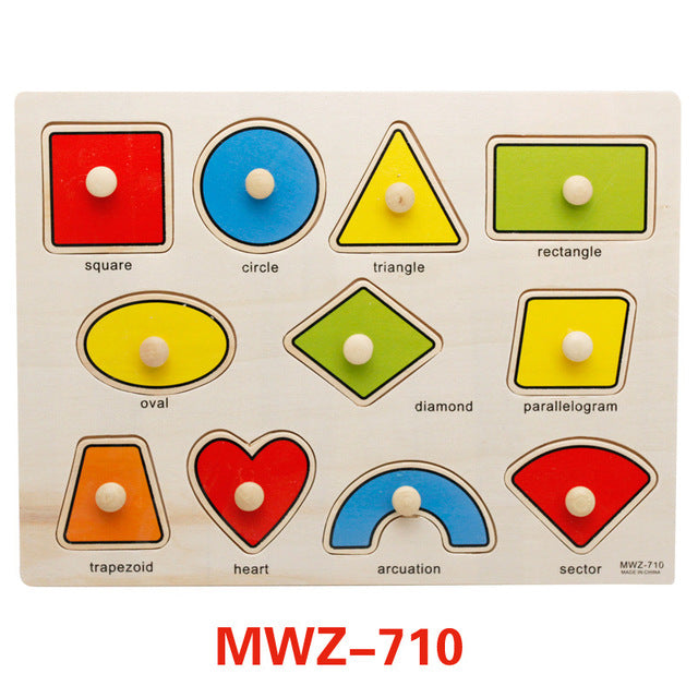 Factory direct wooden hand grab board 3D three-dimensional puzzle early education puzzle children digital shape cognitive puzzle toy