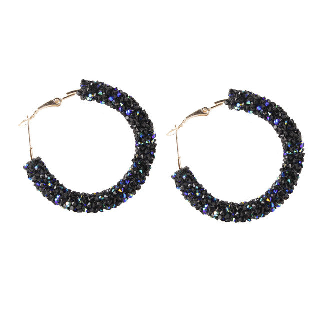 AliExpress wish fashion simple personality retro exaggerated earrings circle handmade beaded crystal earrings earrings female