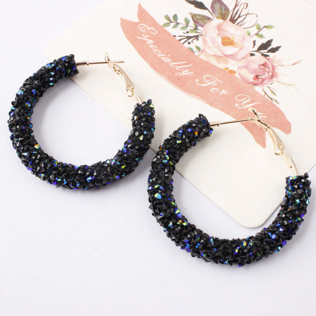 AliExpress wish fashion simple personality retro exaggerated earrings circle handmade beaded crystal earrings earrings female