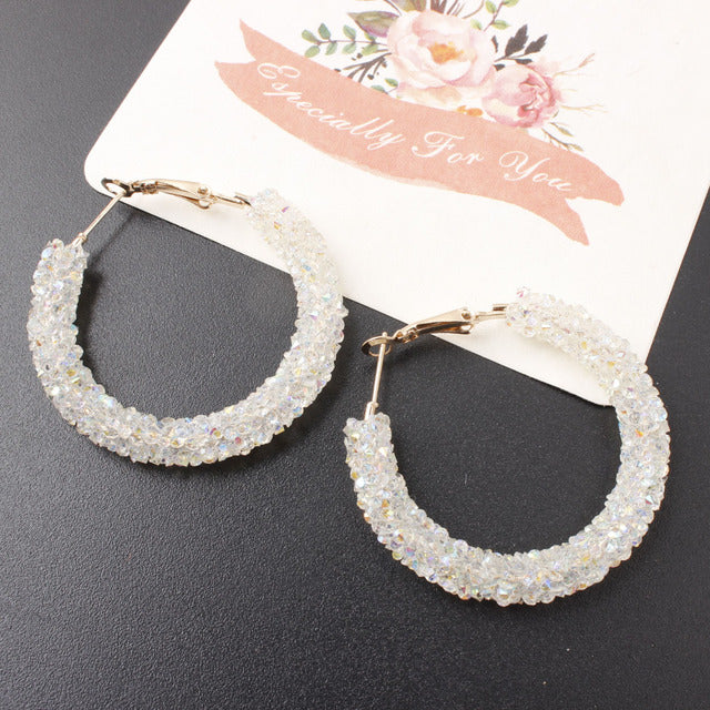 AliExpress wish fashion simple personality retro exaggerated earrings circle handmade beaded crystal earrings earrings female