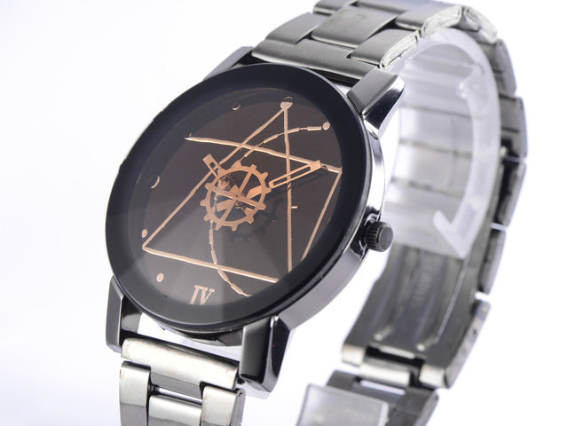 Foreign trade hot models Korea genuine Harajuku style retro steel belt couple Korean fashion students quartz watch on the table