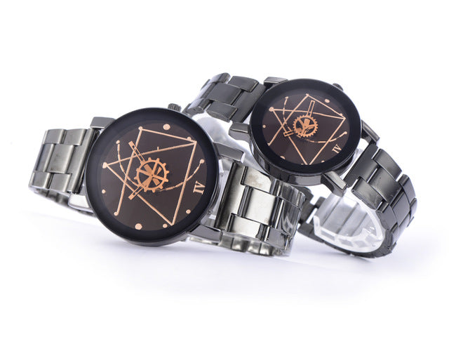 Foreign trade hot models Korea genuine Harajuku style retro steel belt couple Korean fashion students quartz watch on the table