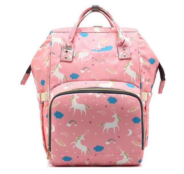 2019 Mummy bag multi-function custom fashion Korean version of the cartoon unicorn mother and baby large capacity backpack