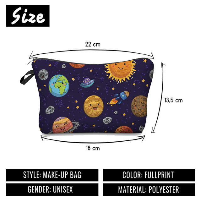 Xindian digital printing cosmetic bag cartoon earth pattern clutch bag ladies multifunctional travel storage bag